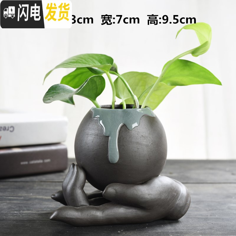 三维工匠创意绿萝水培花瓶容器鲜花植物插花水养花盆器皿客厅装饰品小摆件 佛手花器 中等