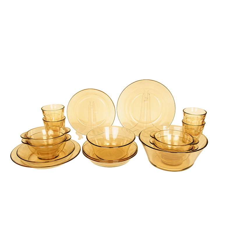 康宁pyrex 玻璃餐具16b件组(2个大汤盘+4个小汤盘+4个带耳碗+1个大色拉碗+1个小色拉碗+4个水杯)高清大图