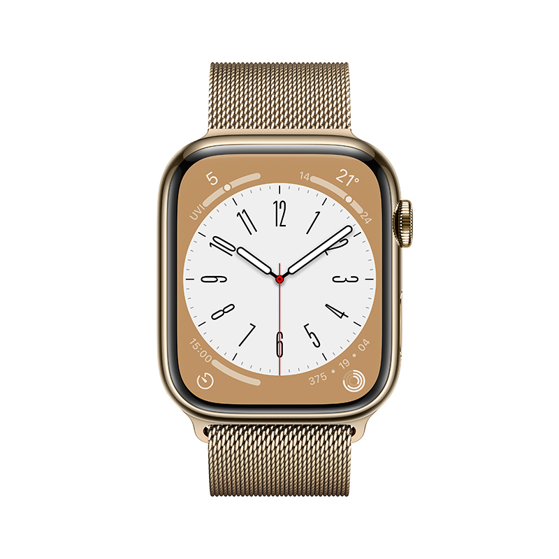 Apple Watch Series 8 智能手表(GPS+蜂窝版) 41mm 金色不锈钢表壳 金色米兰尼斯表带