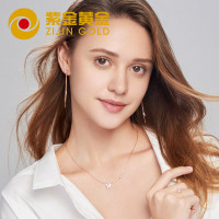 紫金黄金(ZiJin)18K金钻石黄金项链玫瑰金彩金镶钻粉贝女士套链定价