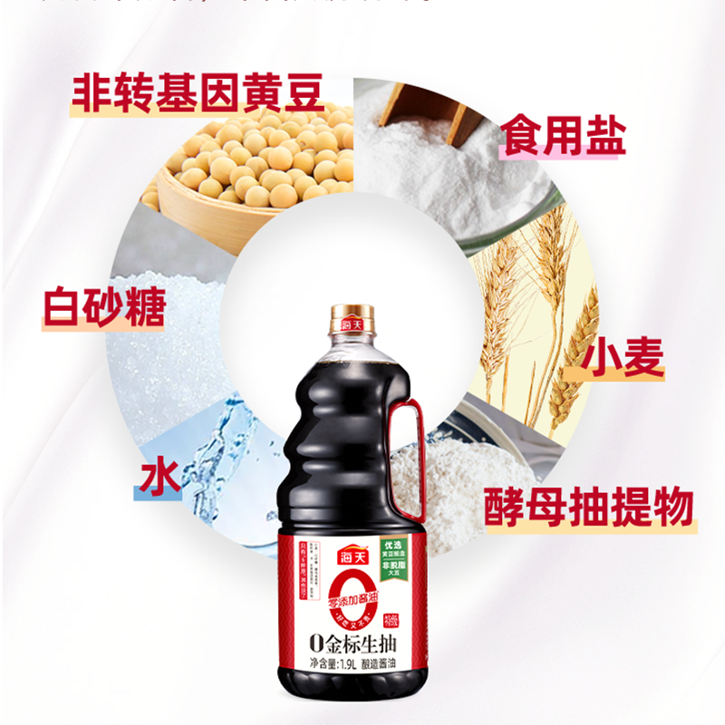 海天 0添加金标生抽1.9L/瓶
