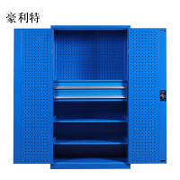 豪利特工具柜加厚铁皮储物柜工厂车间用带抽屉汽修多功能收纳柜通门内二抽柜蓝色