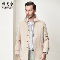 Youngor/雅戈尔男装米黄商务休闲茄克风衣212MQA
