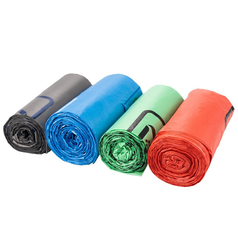 海斯迪克 分类可降解加厚垃圾袋 HKY-248 手提蓝色可回收 20只 1卷高清大图