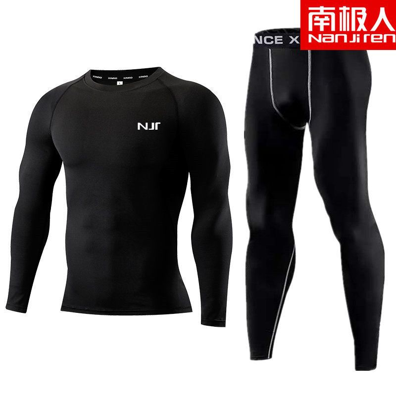 健身服男套装健身房跑步运动体能训练服紧身衣衣男