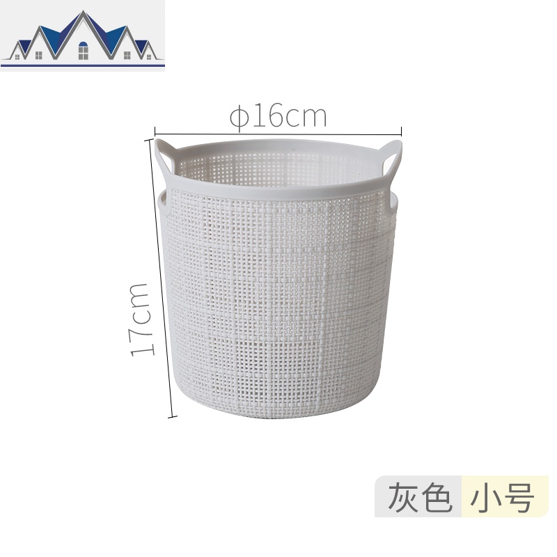 仿麻布纹塑料脏衣篮卫生间收纳筐阳台收纳篮洗衣篮手提脏衣篓 三维工匠 灰色小号