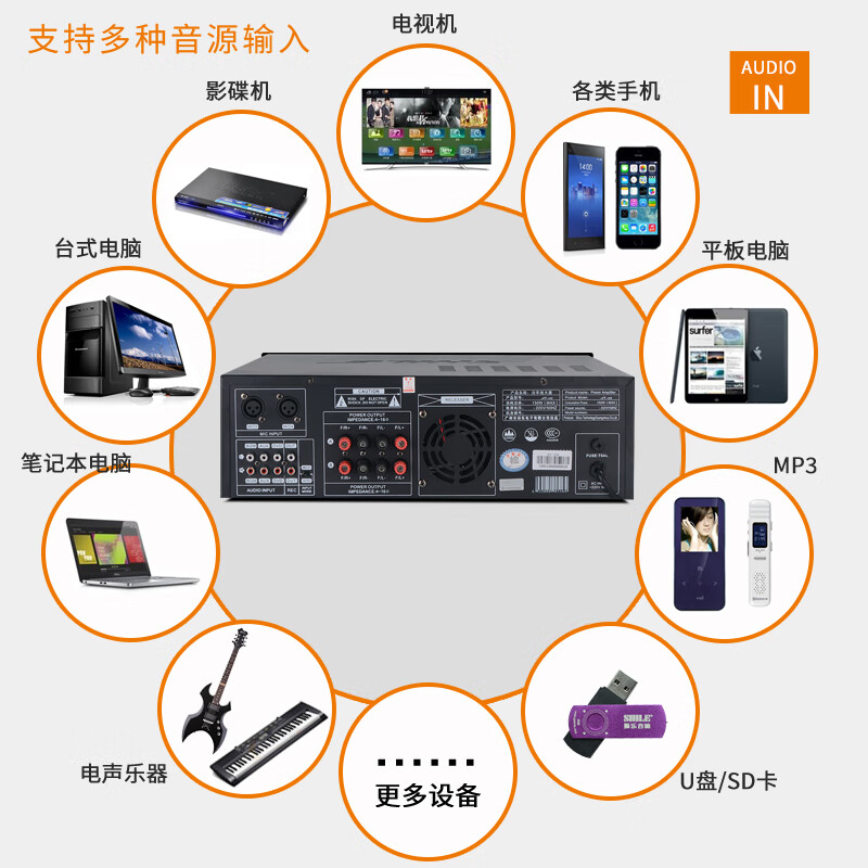 狮乐(SHILE)专业中小型会议室音响音柱功放音箱无线话筒套装AV-108+BX-402两对+SH20高清大图