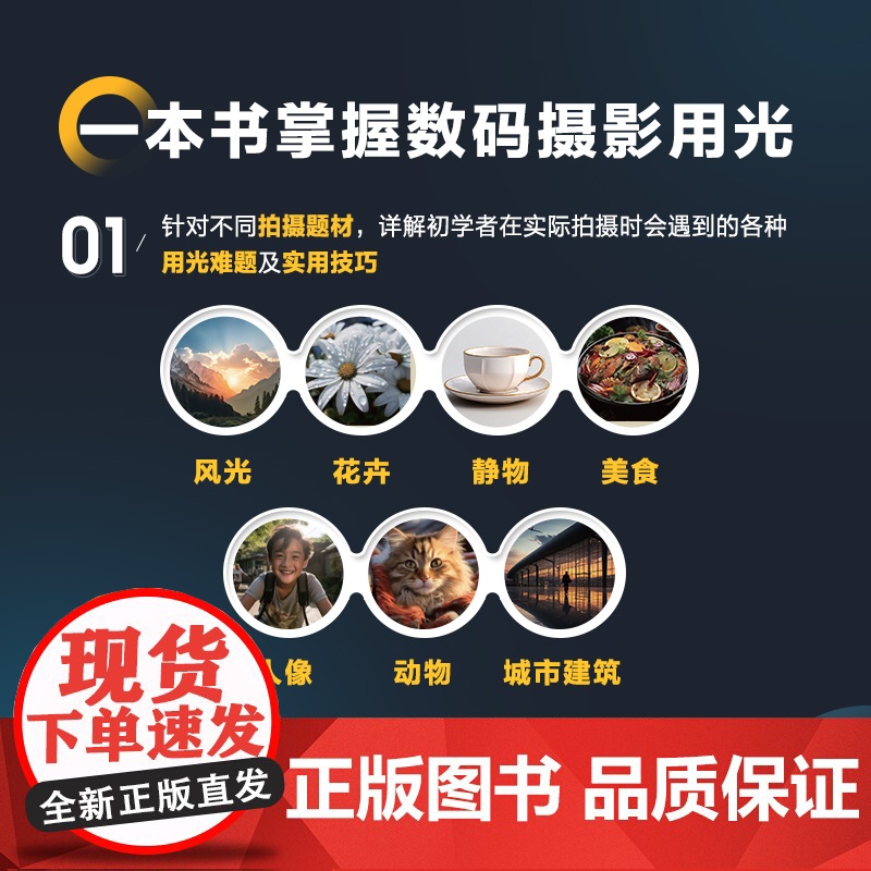 从零开始学习数码摄影用光 摄影书籍入门自学摄影用光技巧基础教程数码自然光人像摄影风景花卉美食人造光布光高清大图