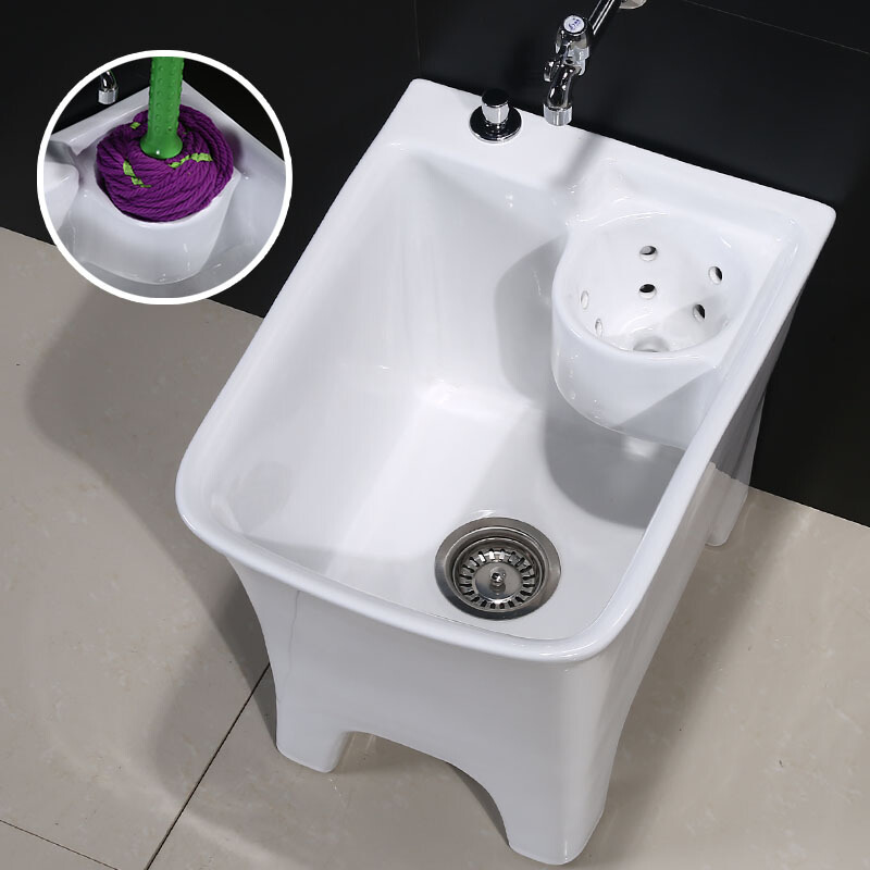 阳台陶瓷拖把池高脚拖布盆卫生间墩布池洗拖把拖布池沥水篮地拖桶安心