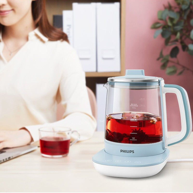 飞利浦(Philips) 养生壶 电水壶玻璃加厚电热水壶 多功能泡花茶壶煮茶器 HD9361/10一体机烧水壶 1.5L