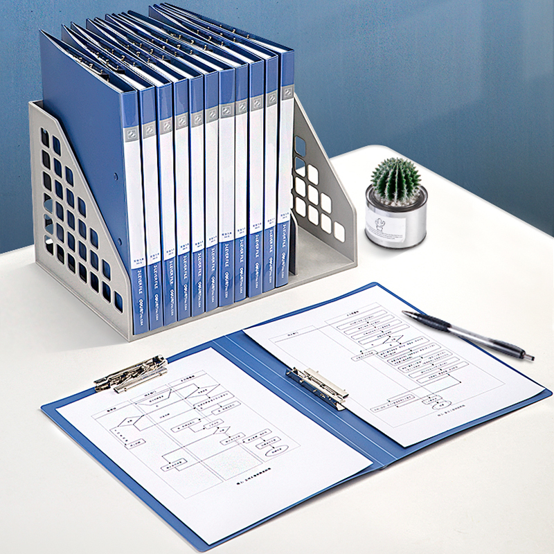 得力 5364文件夹 A4金属双强力夹(蓝色)12只/包高清大图