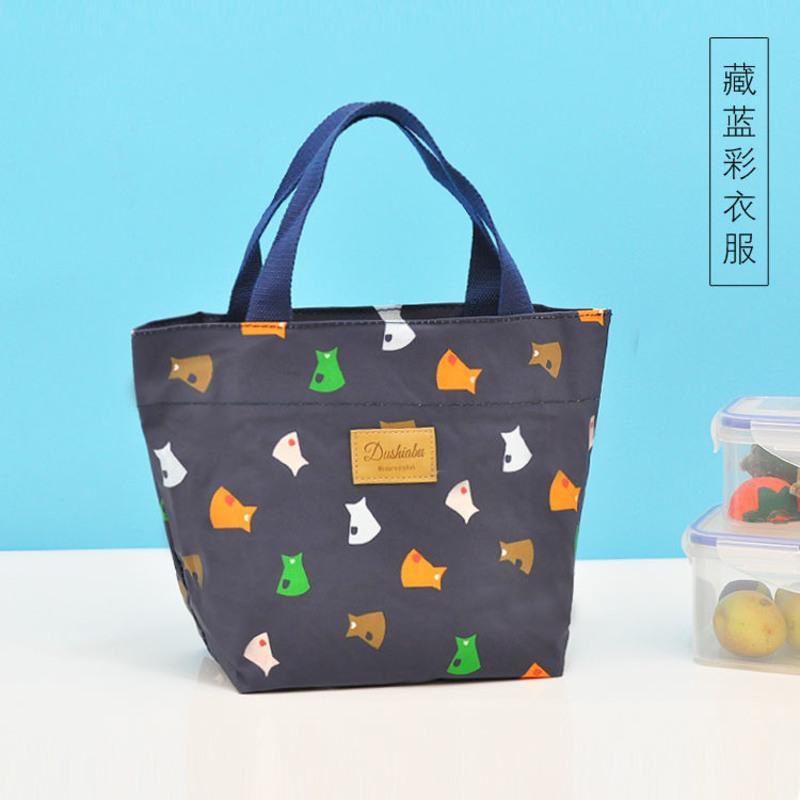 藏蓝彩衣服 小手包便当女包牛津布收纳妈咪买菜手拎包小号上班手提包饭盒袋