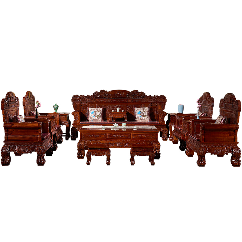 琪梦红木家具非洲酸枝木厚重麒麟沙发十三套中式古典沙发客厅实木家具