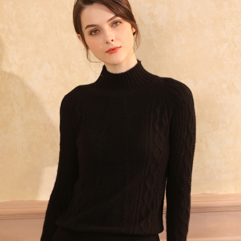 羊绒衫女套头18秋冬装半高领修身大码加厚毛衣保暖打底针织衫