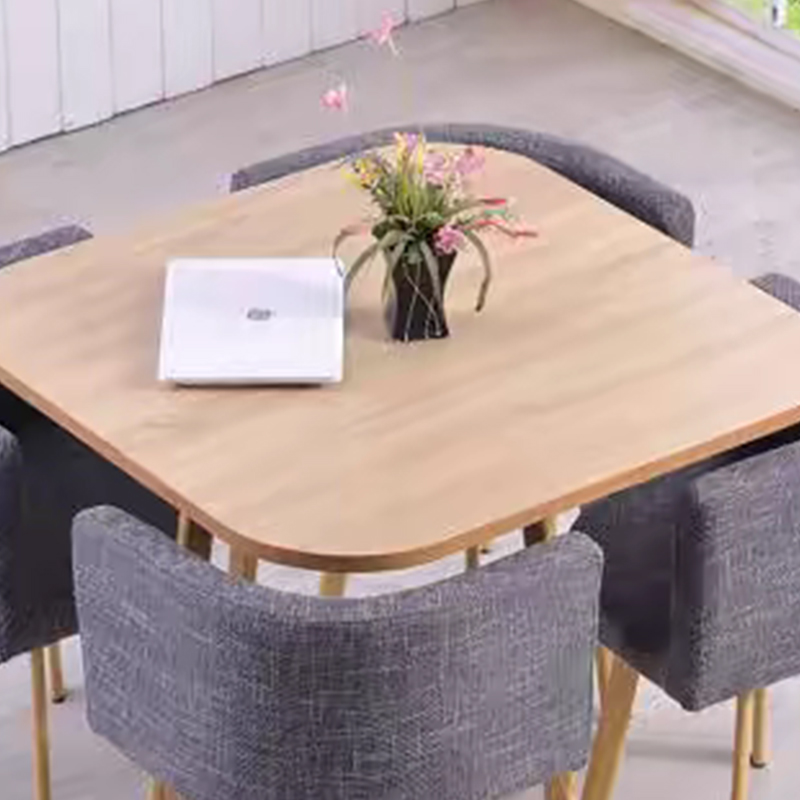 中豫鑫泽ZYXZ4100951 简约接待桌椅洽谈桌椅 一桌四椅 方桌灰色布椅高清大图