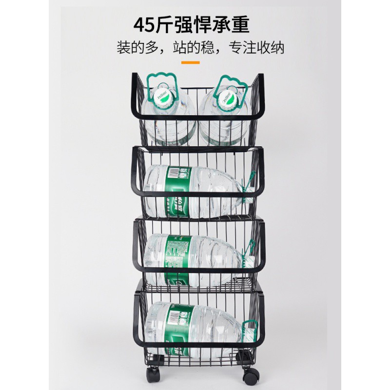 厨房菜篮子置物架落地多层放蔬菜架子水果蔬果收纳筐储物用品家用收纳层架 三维工匠高清大图