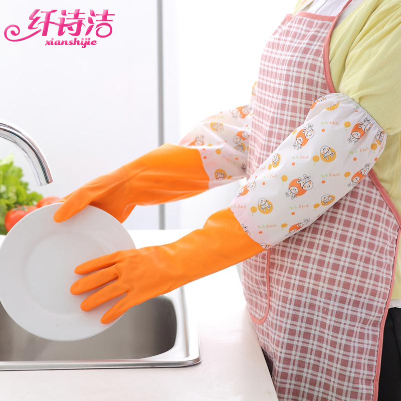 加绒加厚防水工作橡胶皮手套家用家务清洁防滑洗碗洗衣服厨房耐用