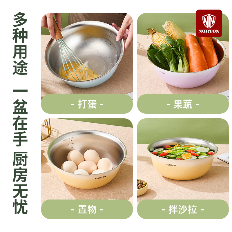 诺顿NORTON 味可思料理盆3件套渐变多巴胺颜色 5GWKS003高清大图