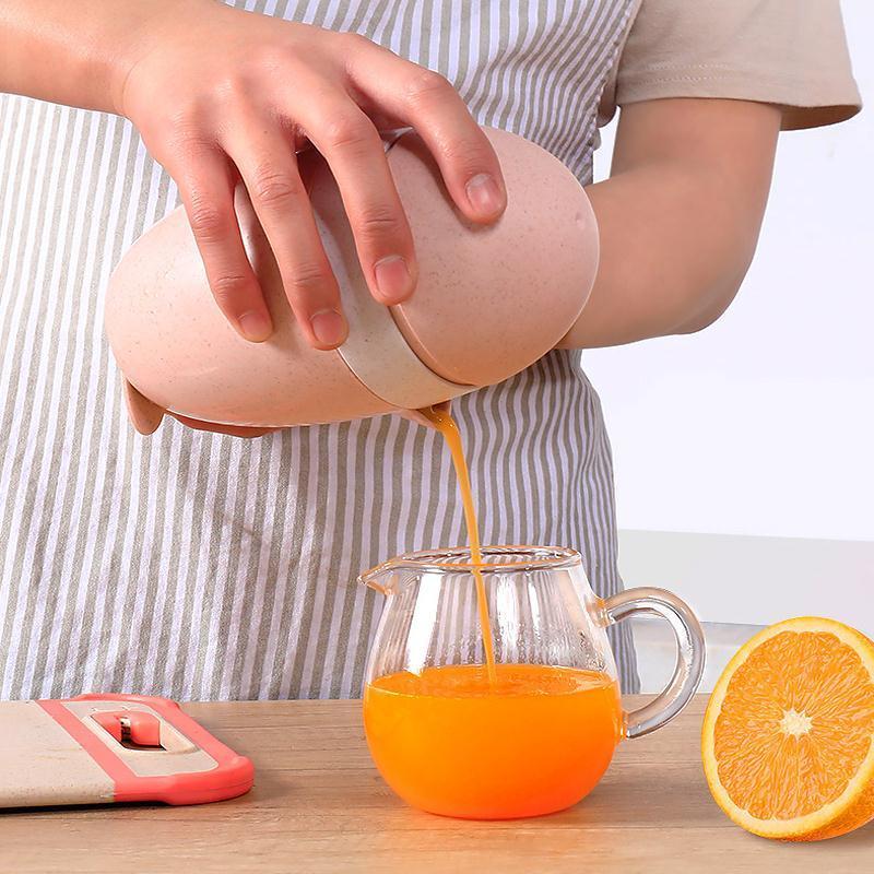 家用榨汁机手动压橙子器简易迷你学生果汁杯挤水果柠檬小型榨汁器|粉色 1只装