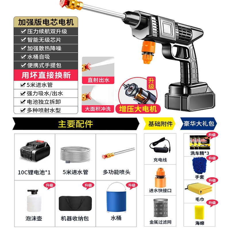 无线洗车机家用高压水枪清洗器闪电客车用抢大功率锂电池强力增压