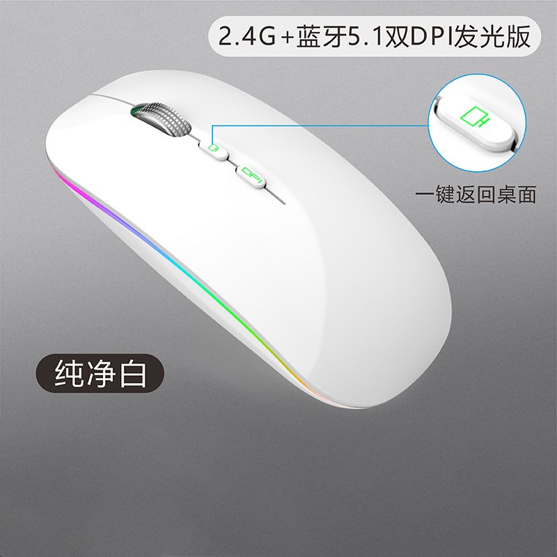 [iPad手机都能用]充电无线鼠标 蓝牙双模鼠标 女生可爱台式笔记本通用联想华为华硕惠普无线鼠标高清大图