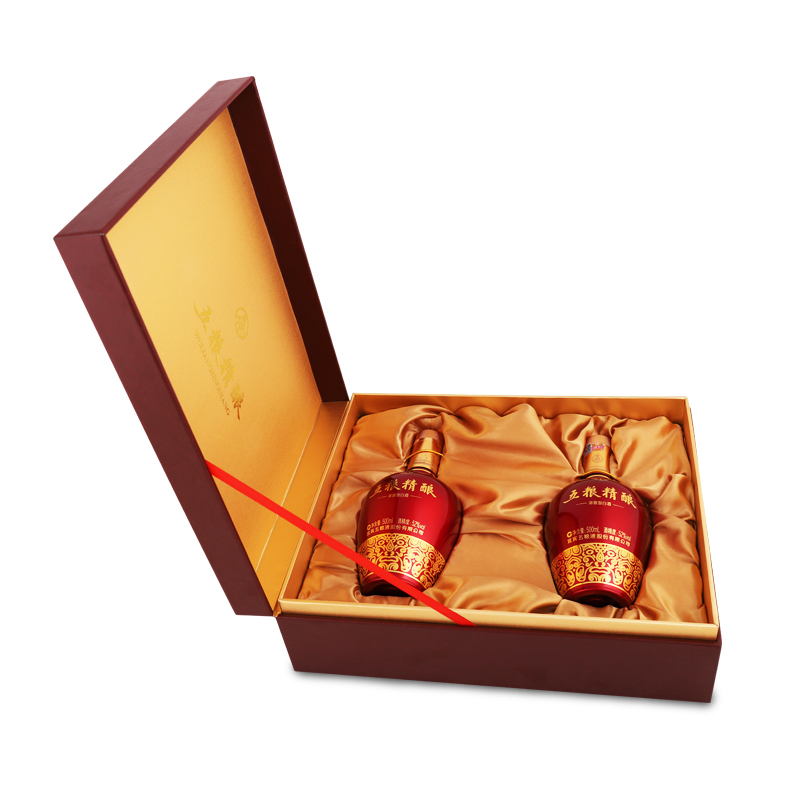 五粮精酿中国红礼盒 52度 500ml*2瓶 浓香型白酒 白酒礼盒