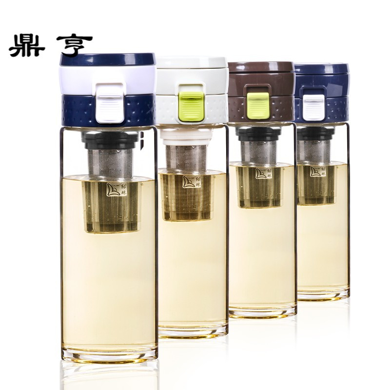 鼎亨泡茶杯车载水杯便携玻璃杯过滤随手杯耐热防摔男士大容量杯子