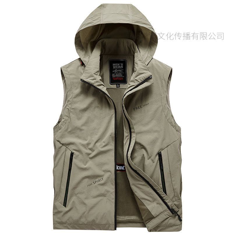 JPDUN马甲男宽松大码休闲速干春秋户外登山钓鱼多口袋坎肩图片