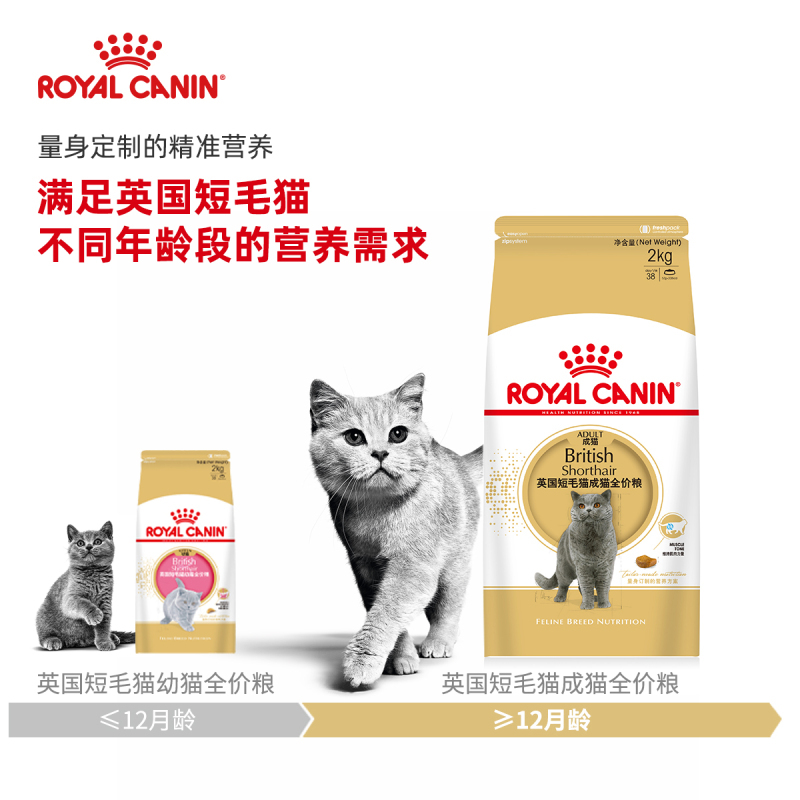 皇家(royal canin) 猫粮 英国短毛猫 成猫粮 英短 BS34 2kg