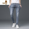 YANXU高端浅色牛仔裤男夏季薄款男款潮流新款弹力修身小脚裤子男士