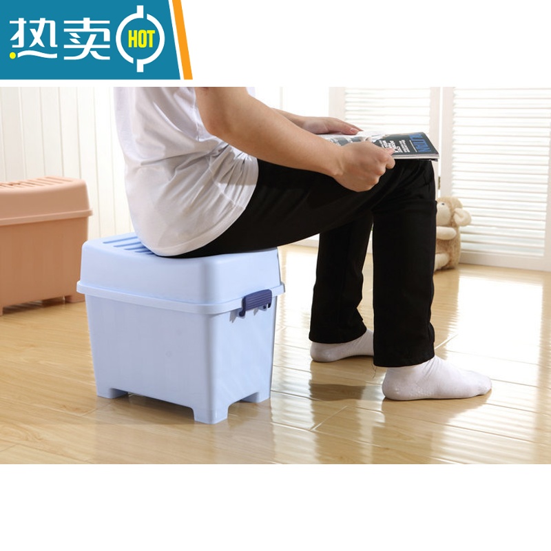 敬平多功能塑料加厚手提储物凳防水带扣钓鱼玩具换鞋椅收纳箱板凳收纳凳高清大图