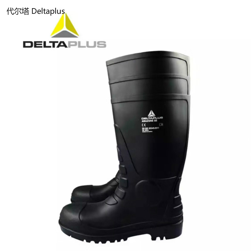 代尔塔 Deltaplus 劳保鞋301407雨靴 男女 防砸高帮安全鞋防滑防水鞋 防穿刺耐酸碱工作鞋 黑色42码