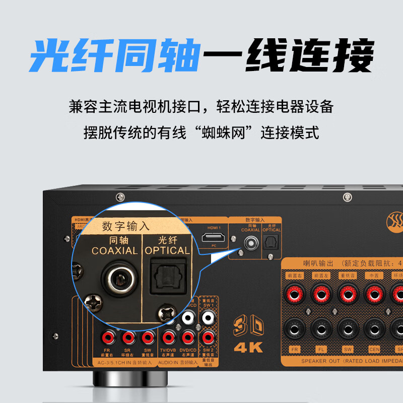 先科(SAST)5.1声道家庭影院功放机支持蓝牙HDMI接口4k高清家用音响电视音响放大器AV功放SU-110高清大图