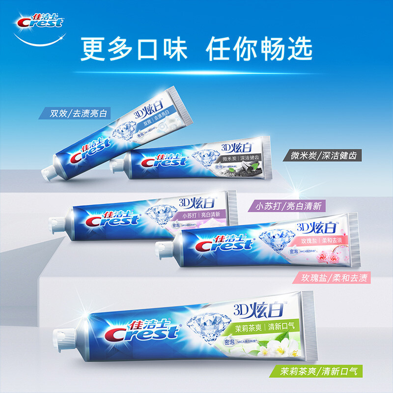 佳洁士3D炫白双效牙膏90g 防蛀 含氟牙膏 淡黄 清新口气