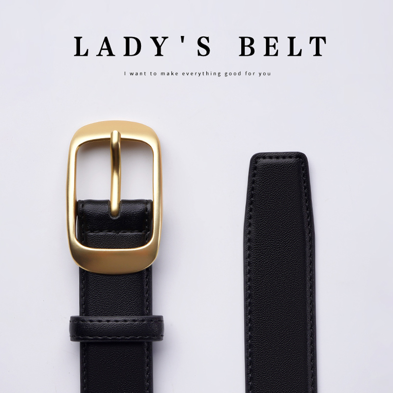 啄木鸟真皮皮带女2025新款牛皮裤带简约百搭韩版配牛仔裤针扣2木高清大图