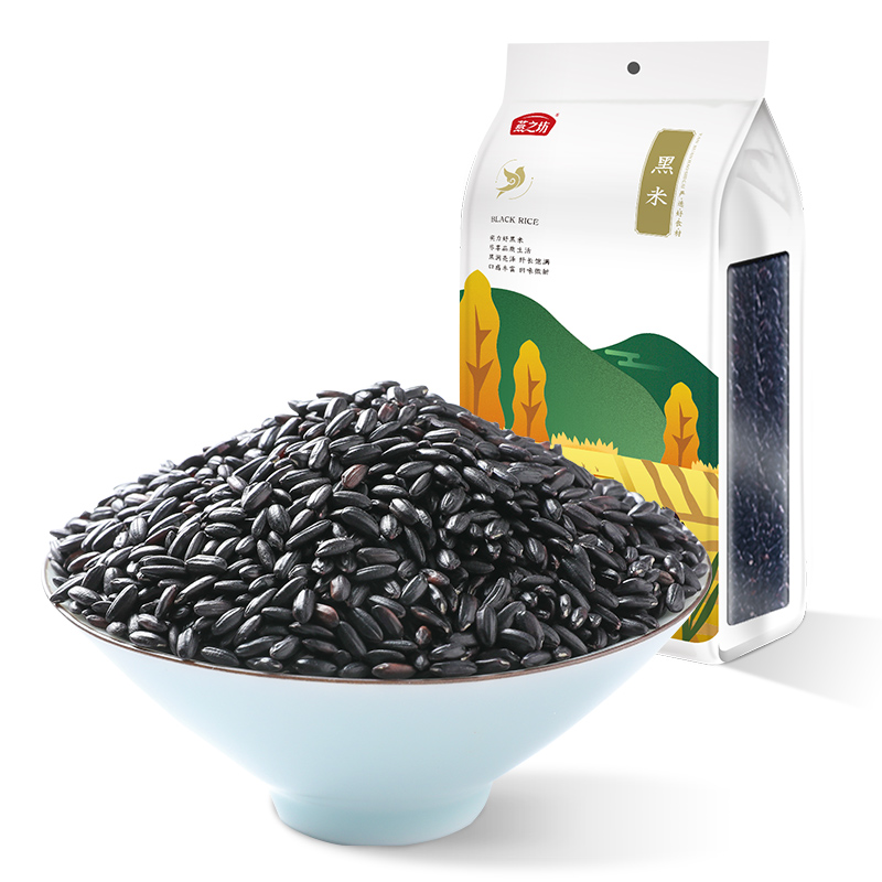 燕之坊 黑米1kg六面体量贩 黑香米 五谷杂粮 粗粮 无染色 真空包装