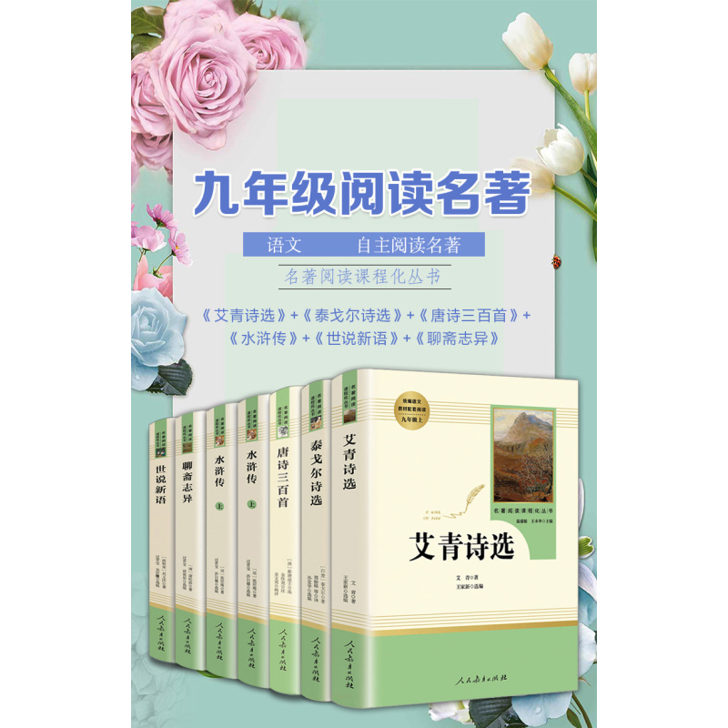水浒传上下+简爱+儒林外史+艾青诗选 全5本 [正版]九年级上册名著全套7册 水浒传原著初中生艾青诗选泰戈尔诗选世说新语