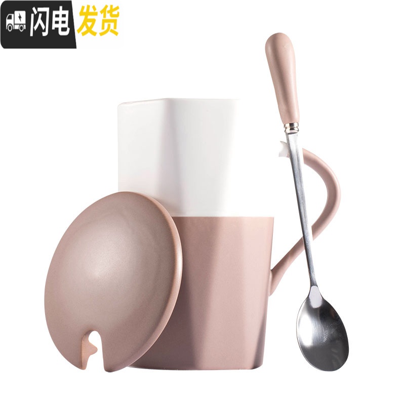 三维工匠马克杯带盖勺陶瓷简约杯子创意个性潮流家用男女咖啡水杯北欧ins高清大图