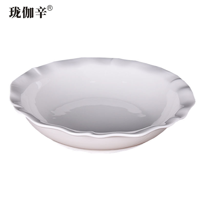 珑伽辛 白色陶瓷荷口碗酸菜鱼碗 12英寸/个高清大图