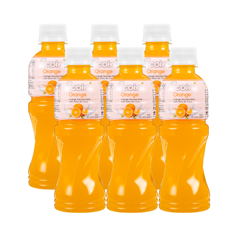七咔呢(7coin) 橙汁饮料 含椰果 300ml*6支 泰国进口饮料