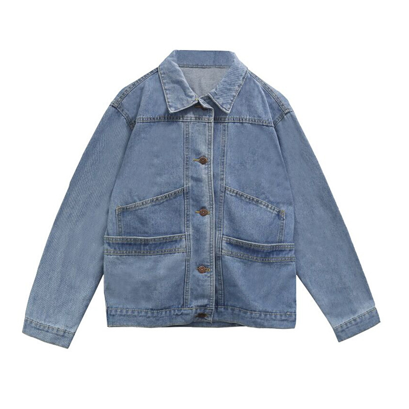 春秋新款韩版bf原宿风宽松显瘦百搭大口袋牛仔短外套女上衣学生潮浅