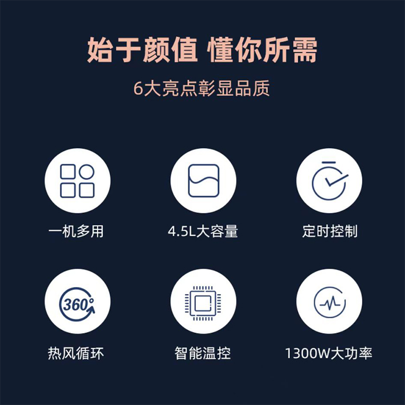 蒙达AF-19空气炸锅 多功能全自动大容量无油空气炸锅4.5L