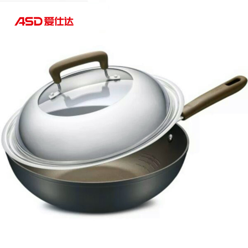 ASD/爱仕达CL32Y2Q平底不沾锅 30cm家用无油烟炒锅油炸平底锅电磁炉燃气通用