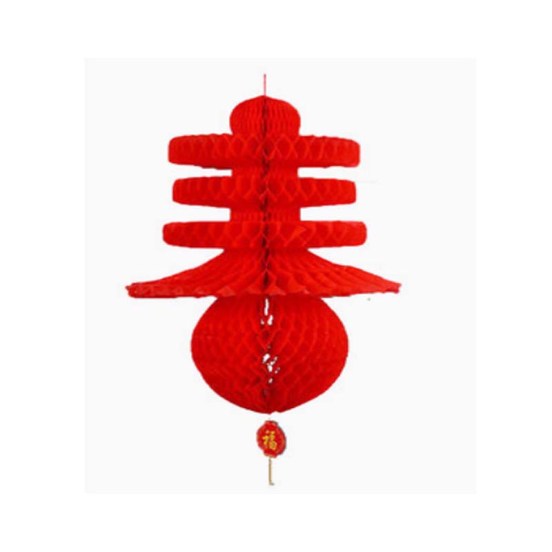 Homeglen 塑纸灯笼串大红连串灯笼蜂窝油纸平安灯装饰布置用品 100#春(2个装) 100#两个装高清大图