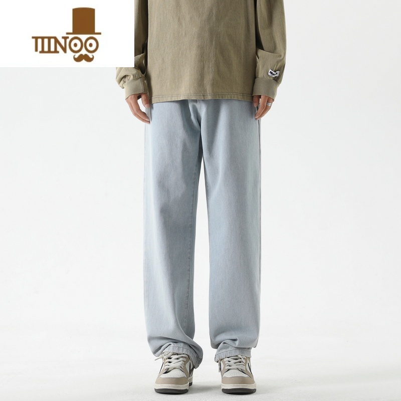 YANXU潮牌男士牛仔裤拖地宽松潮流高街痞帅秋季新款2023男生长裤子美式高清大图