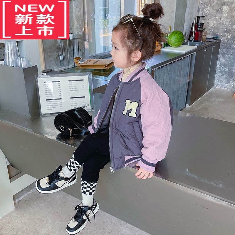 可莉允女童加厚外套男童秋冬款棒球服洋气冬装宝宝时髦棉服儿童冬季棉衣图片