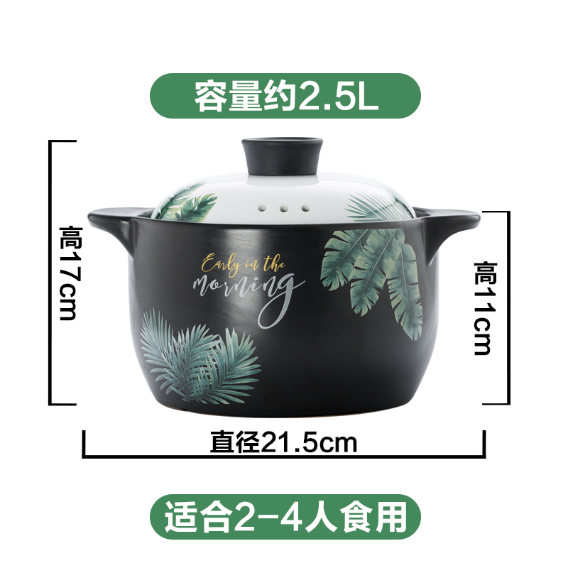 麦可可 陶瓷耐热砂锅炖锅 家用健康煲 煲汤养生煲 明火家用燃气汤锅2.5L热带风情