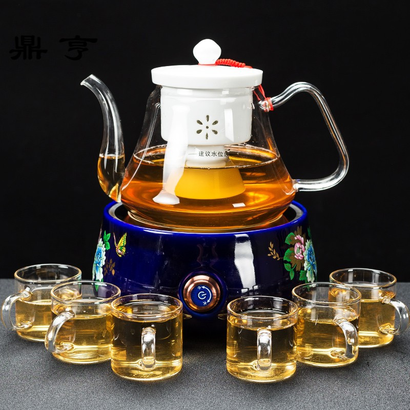 鼎亨玻璃蒸茶器煮茶器蒸汽黑茶泡茶壶普洱茶具烧水壶电陶炉煮茶炉