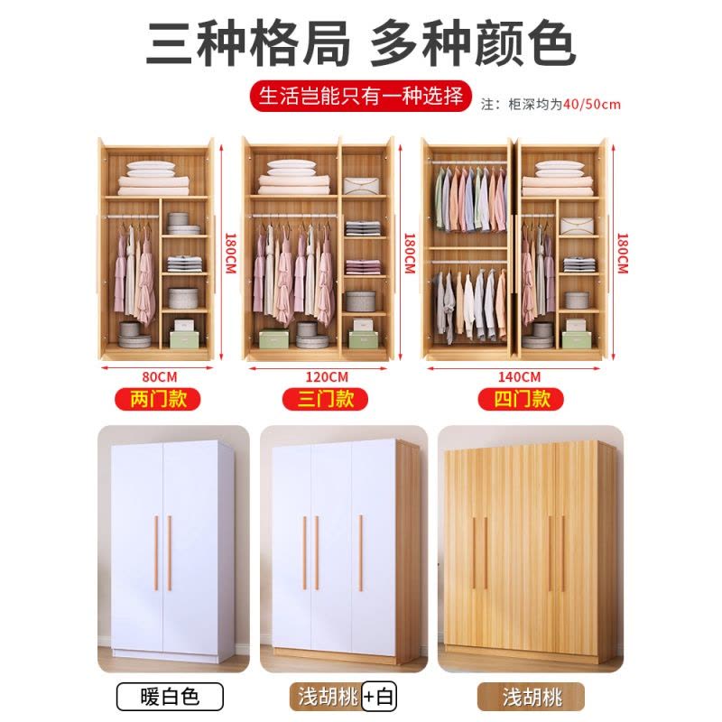 简易衣柜家用卧室现代简约实木质小户型出租房用衣橱经济型木柜子图片