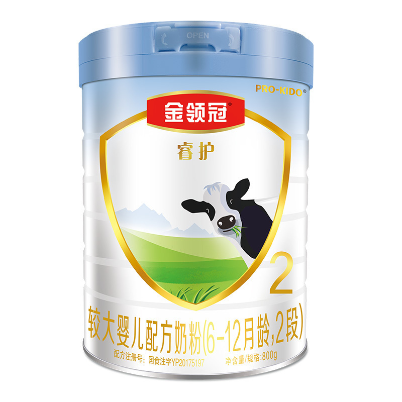 伊利(YILI)金领冠睿护较大婴儿配方奶粉 2段(6-12个月适用) 800g罐装
